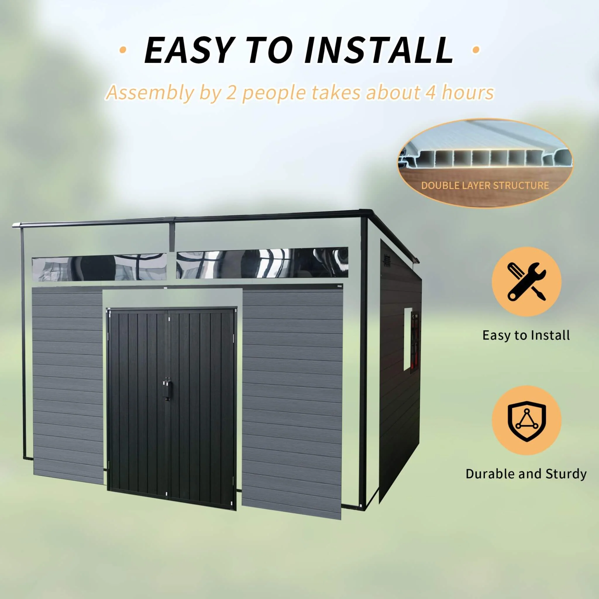 [07X10FT] Outdoor Resin Garden Shed With Floor, Window, And Lockable Door (SAK25987) - Image 11