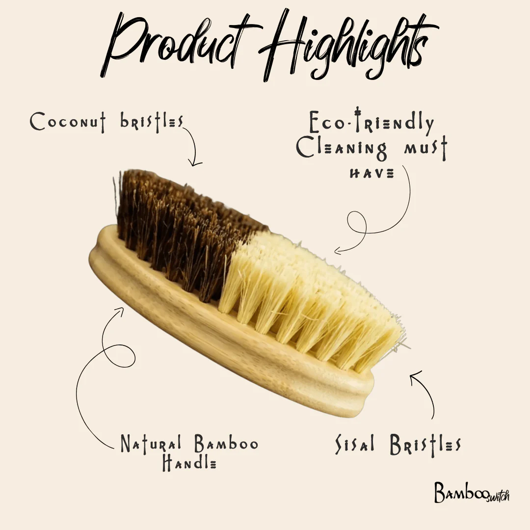 Bamboo Multipurpose Cleaning Brush | Sisal & Coconut Bristle - Image 6